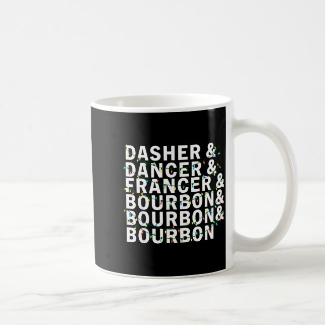 Retro Dasher Dancer Prancer Bourbon Christmas Funn Coffee Mug (Right)