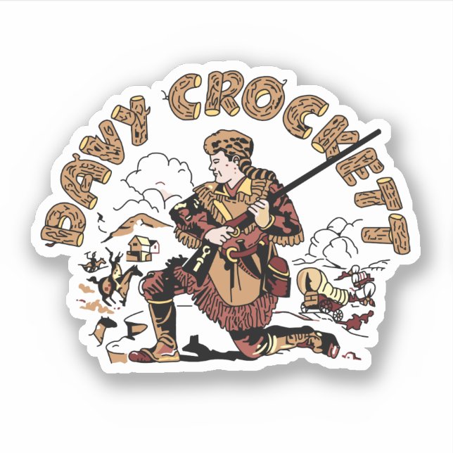 Retro Davy Crockett Sticker (Front)