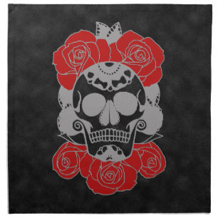 Retro Day of the Dead Grunge Sugar Skull Cloth Napkin
