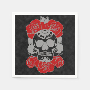 Retro Day of the Dead Grunge Sugar Skull Paper Napkins