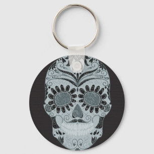 Retro Day of the Dead Sugar Skull Keychain