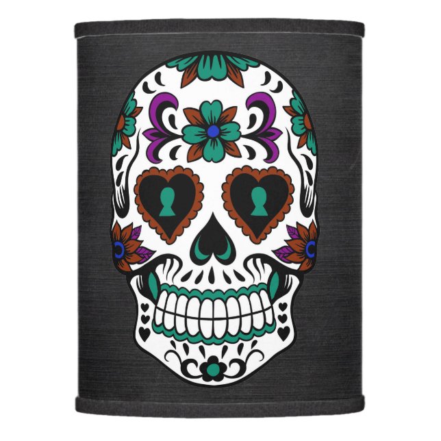 Retro Day of the Dead Sugar Skull Lamp Shade (Front)