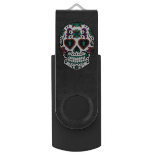 Retro Day of the Dead Sugar Skull USB Flash Drive