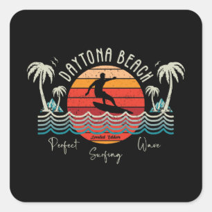 Retro Daytona Beach Surfing Square Sticker