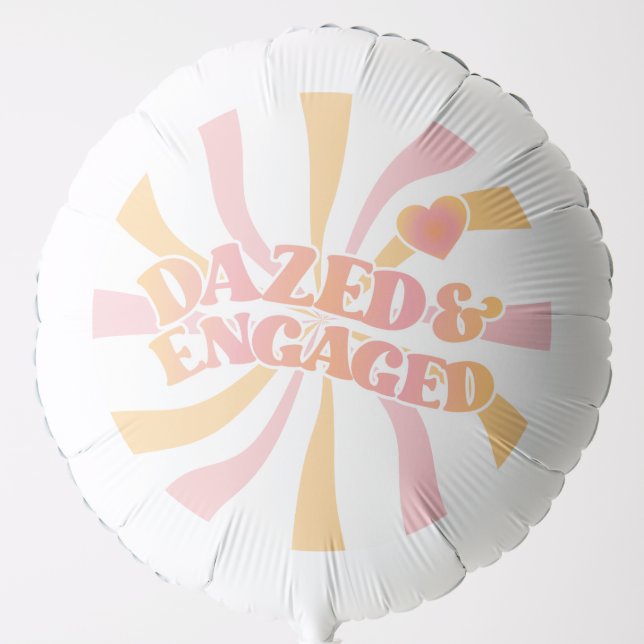 Retro Dazed and Engaged Bachelorette Party Balloon (Front)