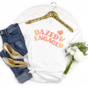 Retro Dazed and Engaged Bachelorette Party T-Shirt