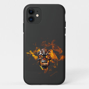 Retro Dead Burning skeleton Skull in Fire iPhone 11 Case
