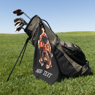 Retro Dead Burning skeleton Skull in Fire DIY Name Golf Towel