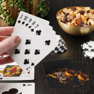 Retro Dead Burning skeleton Skull in Fire  Poker Cards