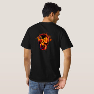 Retro Dead Burning skeleton Skull in Fire T-Shirt