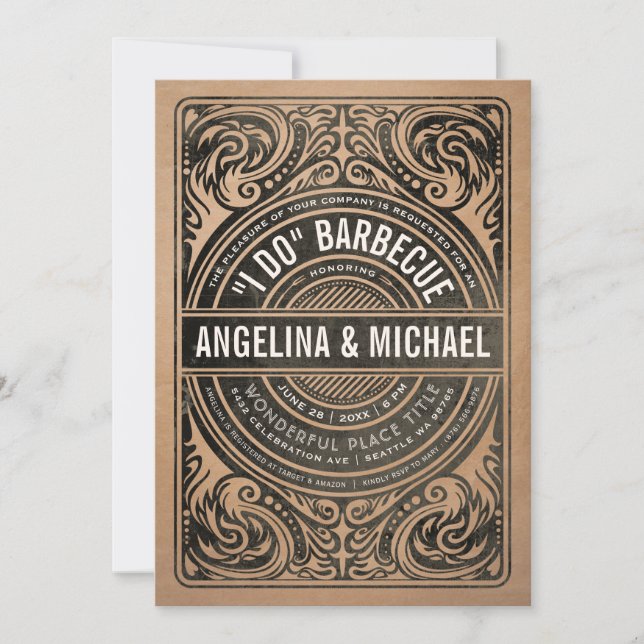 Retro Deco I Do BBQ Invitations Kraft (Front)