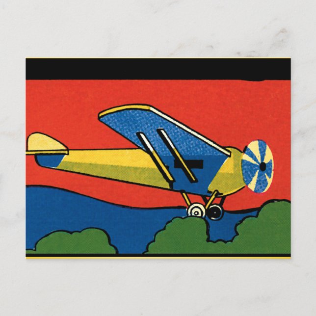 Retro Deco Plane Postcard (Front)