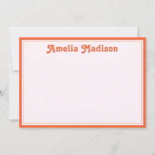 Retro Decorative Minimalist Pink Orange Note Card