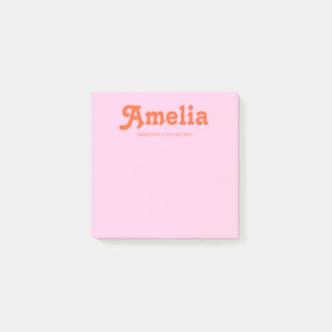 Retro Decorative Minimalist Pink Orange Post-it Notes