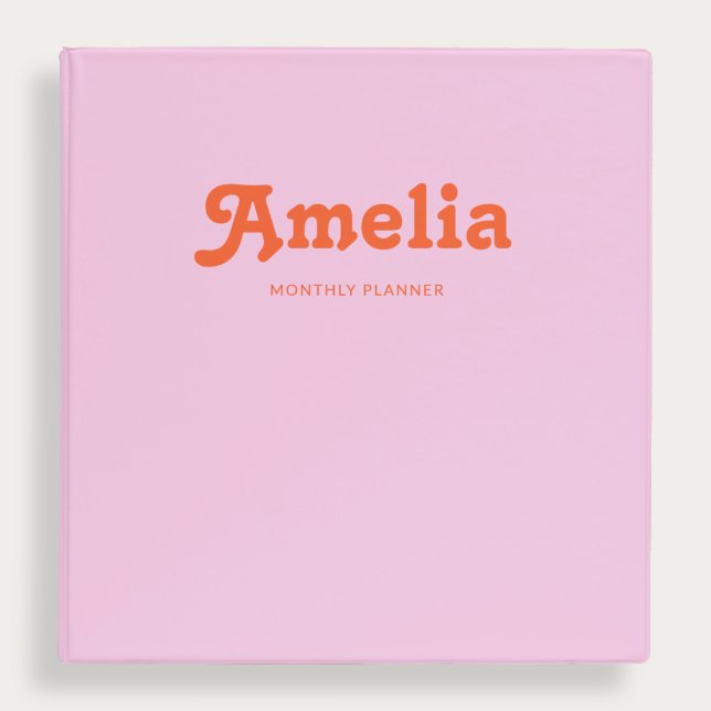 Retro Decorative Simple Pink Orange  3 Ring Binder (Creator Uploaded)