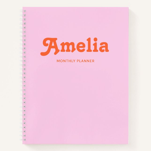 Retro Decorative Simple Pink Orange Notebook (Front)