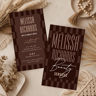 Retro Deep Brown Groovy Beauty Salon Haistylist Business Card