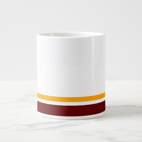 Retro Deep Red Yellow Rim Racing Stripes On White  Giant Coffee Mug