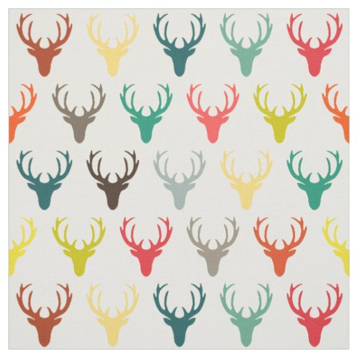 retro deer heads simple cream fabric