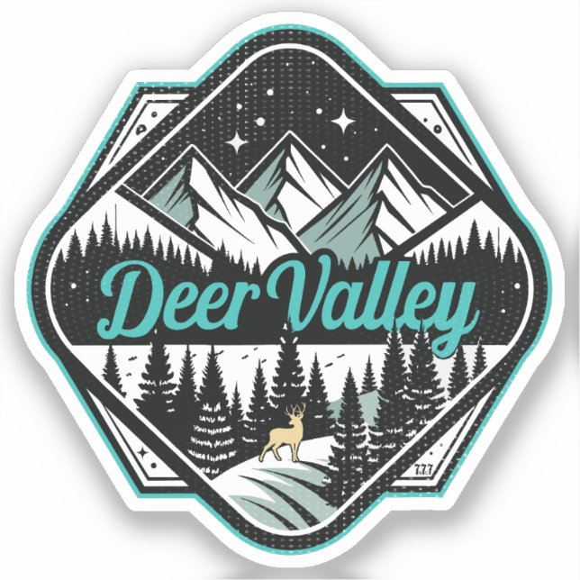 Retro Deer Valley Ski Sticker (Front)