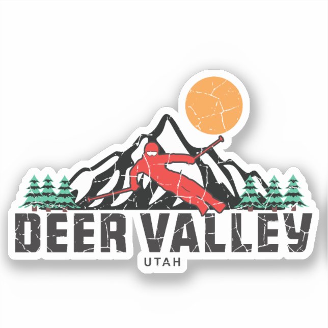 Retro Deer Valley Ski  Sticker (Front)