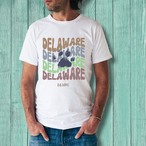 Retro Delaware Dog Paw T_Shirt