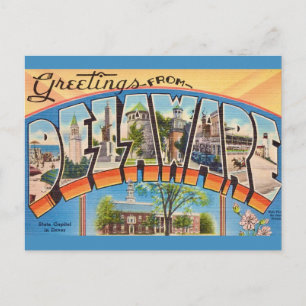 Retro Delaware Greetings   Postcard