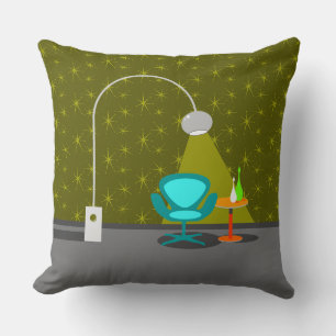 Retro Den Throw Pillow