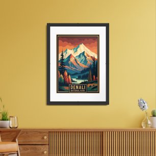 Retro Denali National Park Framed Art
