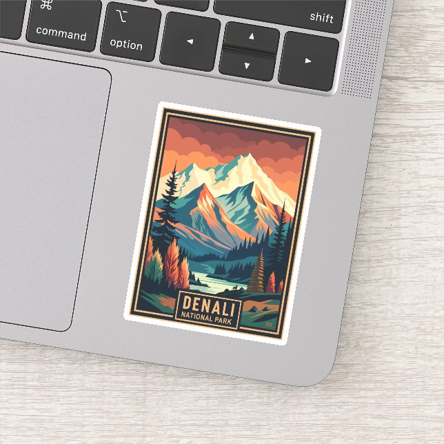 Retro Denali National Park Sticker (Detail)