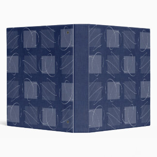 Retro Denim Blue Textured Squares Binder