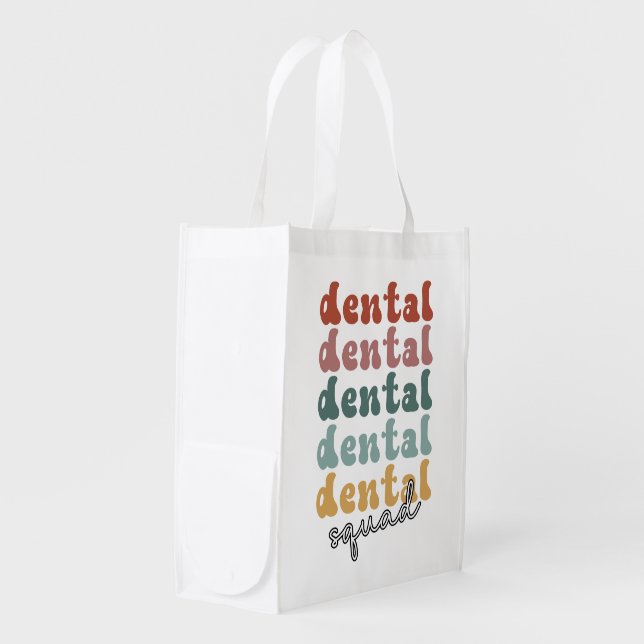 Retro Dental Squad | Dental Team | Dental Staff Grocery Bag (Front Side)