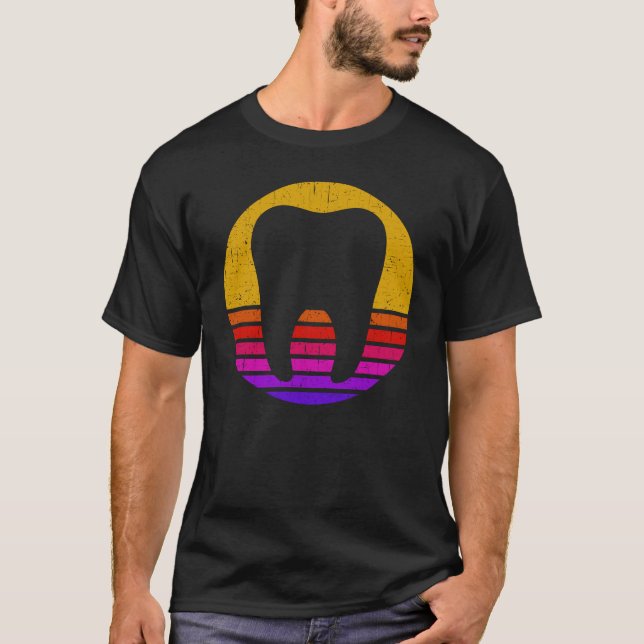 Retro Dentist Hygienist Gifts Dental Molar Tooth T-Shirt (Front)