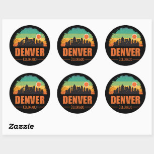 Retro Denver City Colorado USA Vintage Sunset Classic Round Sticker