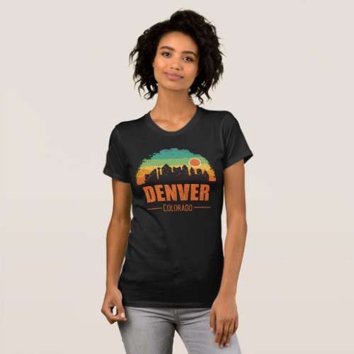 Retro Denver City Colorado USA Vintage Sunset T_Shirt