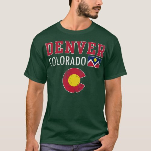 Retro Denver Colorado Flag Vintage Fade T_Shirt