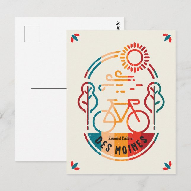 Retro Des Moines Bike Trail. Postcard (Front/Back)