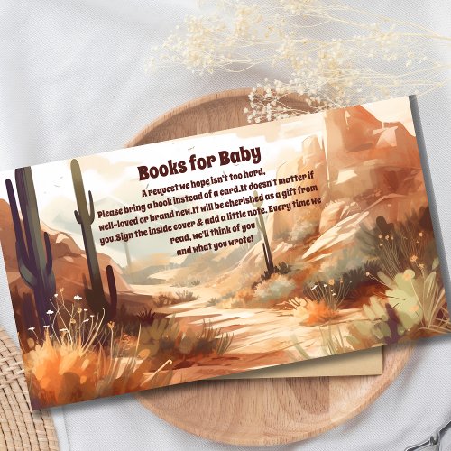 Retro Desert Cactus Baby Shower Books for Baby Enclosure Card