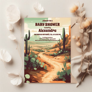 Retro Desert Cactus Baby Shower Invitation