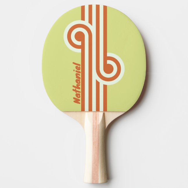 Retro Desert Cactus Loop with Name Ping Pong Paddle (Front)