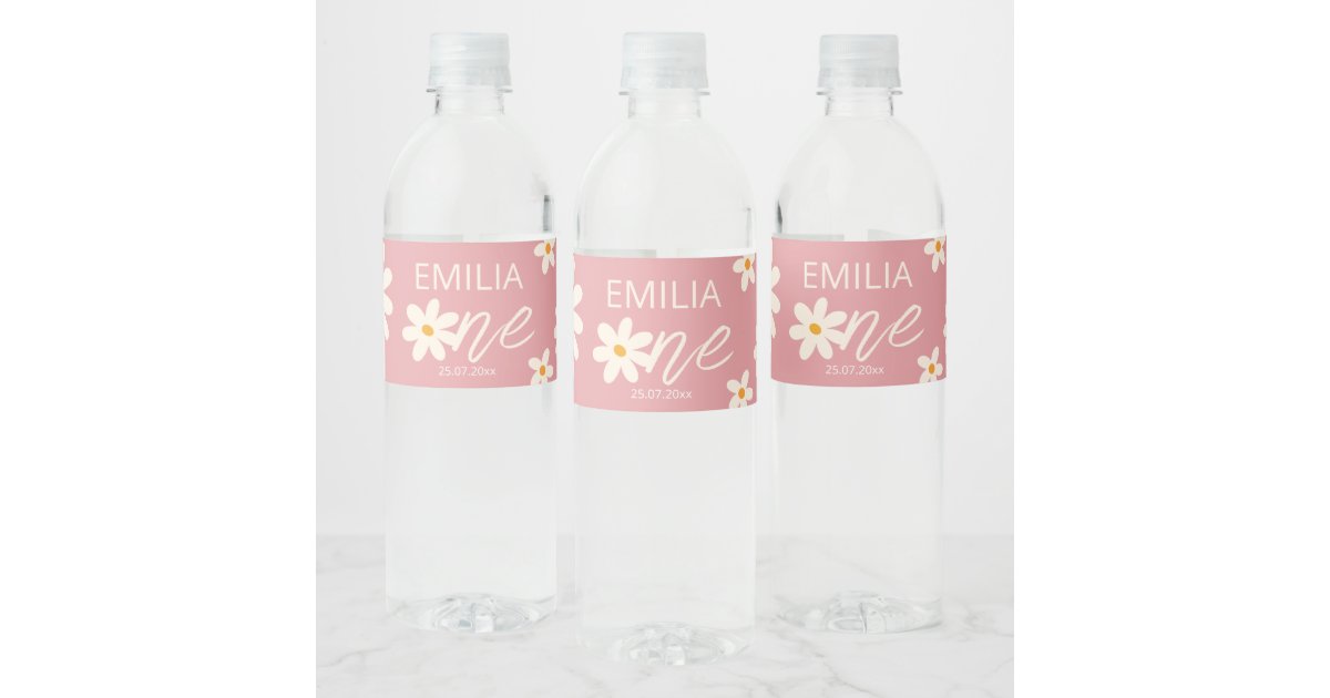 Retro desert daisy 1st birthday personalized water bottle label | Zazzle