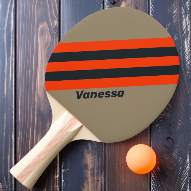 Retro Desert Meadow Stripes with Name Ping Pong Paddle (Creator Uploaded)