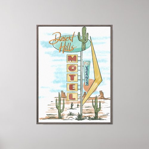 Retro Desert Motel Framed Canvas Print