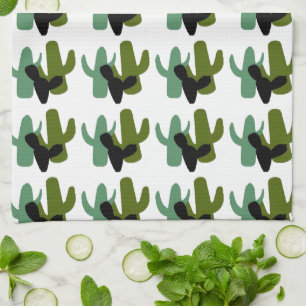Retro Desert Saguaro Cactus Kitchen Towel