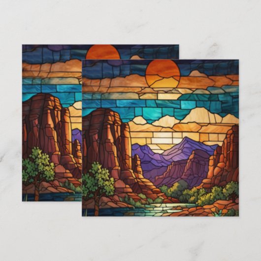 Retro desert scene Sedona mountains stainglass art (Front/Back)