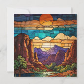 Retro desert scene Sedona mountains stainglass art (Back)