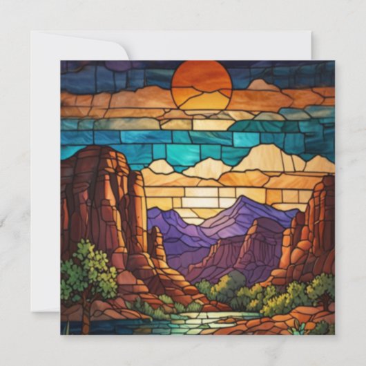 Retro desert scene Sedona mountains stainglass art (Back)