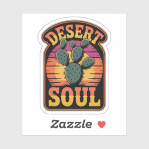 Retro Desert Soul Cactus Vintage Western Sunset Sticker