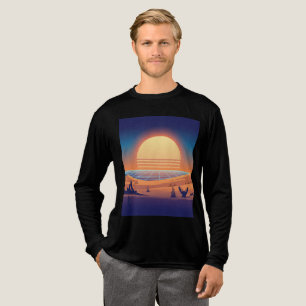 Retro Desert Sunset – Synthwave Fox Horizon Tri-Blend Shirt