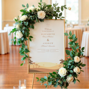 Retro Desert Sunset Wedding Foam Board